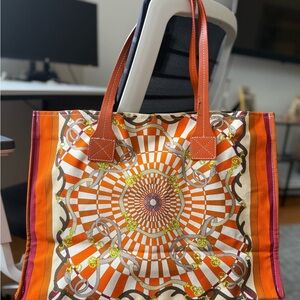 Rani Arabella Canvas Tote Firenze Orange Made in Italy NWT New With Tags